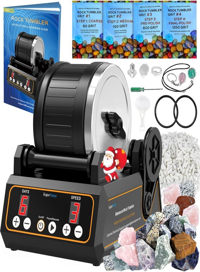 KomeStone Rock Tumbler Kit, K1 Professional Large 2.5LB Capacity Edition - Memory Function, Digital Timer & Variable Speeds: Includes All Accessories, Rock Polisher Gift for Adults & Kids - Image 1